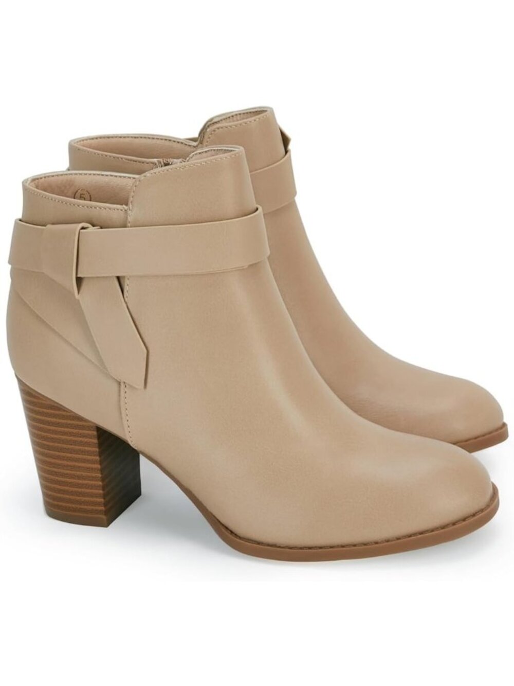 Women's Coffee Closed Toe Stacked Heel Tie Knot Side ZIP Chelsea Pump Ankle Boot